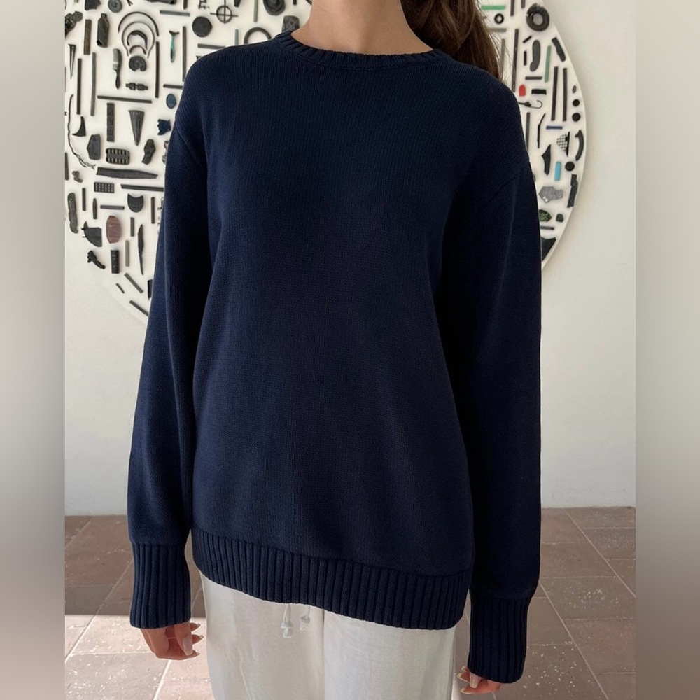 Navy blue crew neck sweater
